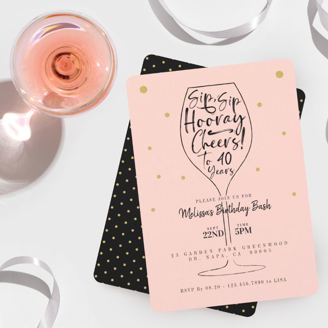 Invitación Sip, Sip Hooray Saluda Nacimiento de Vino Negro y  (Subido por el creador)