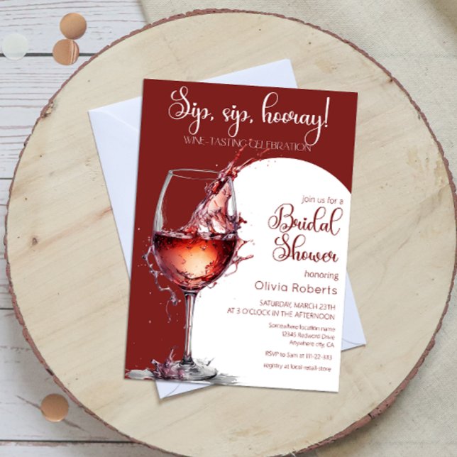 Invitación Sip, sip, hooray Wine Tasting Bridal Shower (Subido por el creador)