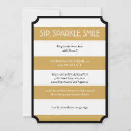 Invitación Sip Sparkle Sonríe Oro Negro Fiesta de Año Nuevo M