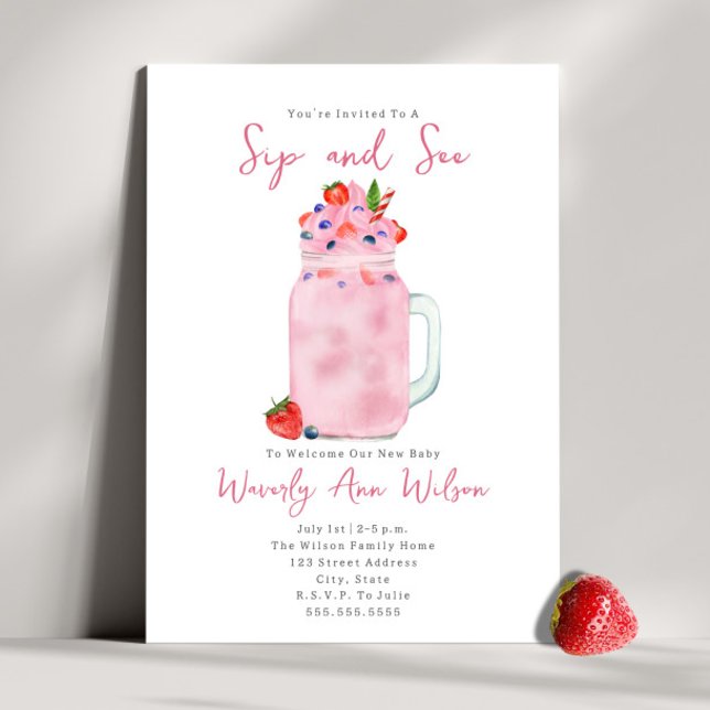 Invitación Sip y See Berry Smoothie (Subido por el creador)