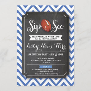Invitación Sip y ver a Baby Shower Rugby Blue Boy