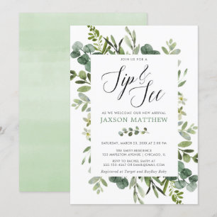 Invitación Sip y ver el eucalipto neutro género verde