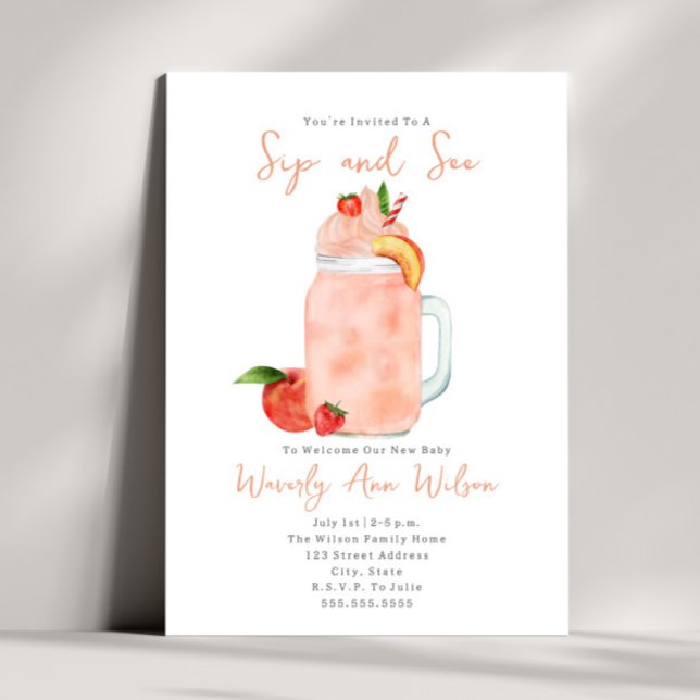 Invitación Sip y ver el Recién nacido Smoothie Peach (Subido por el creador)