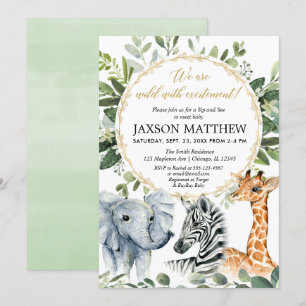 Invitación Sip y ver la ducha de bebé safari, conocer al bebé