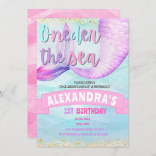 Invitación Sirena 1er cumpleaños al mar