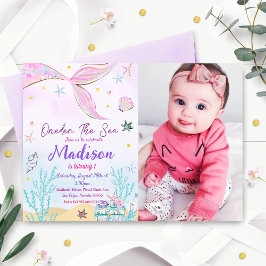 Invitación Sirena 1er cumpleaños UNO der El Fiesta del mar