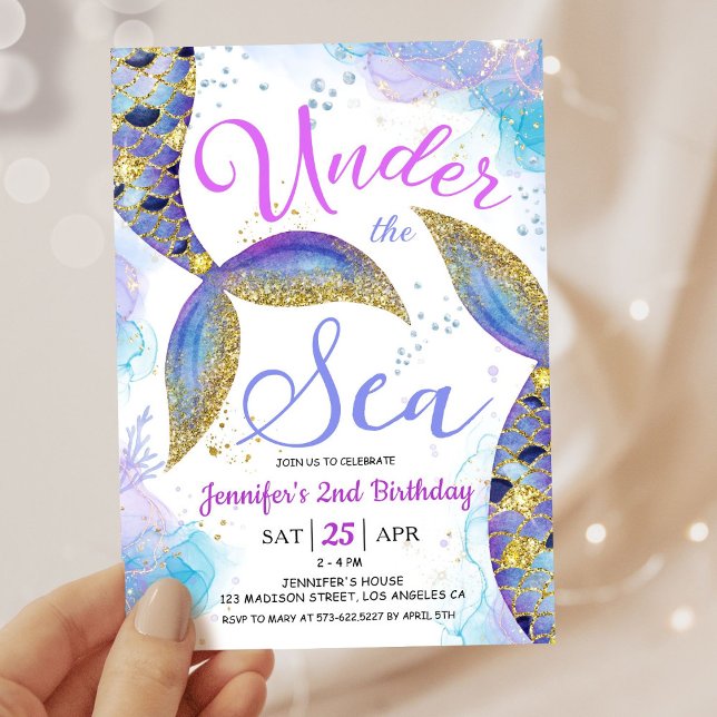 Invitación Sirena 2.ª Chica de cumpleaños bajo el mar (Subido por el creador)