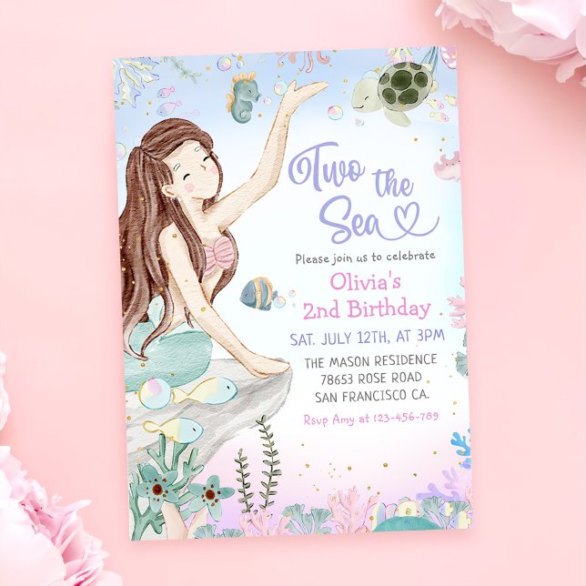 Invitación Sirena 2 cumpleaños, dos Fiestas del mar (Subido por el creador)