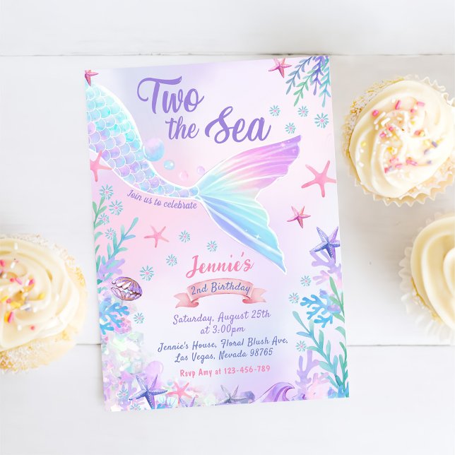 Invitación Sirena 2 cumpleaños, dos Fiestas del mar (Subido por el creador)