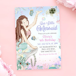 Invitación Sirena 4 cumpleaños, nuestra pequeña sirena Fiesta
