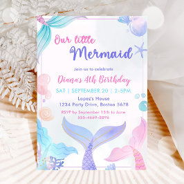 Invitación Sirena 4 cumpleaños, nuestra pequeña sirena Fiesta