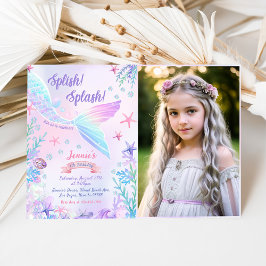 Invitación Sirena 6 cumpleaños - Fiesta de Splash Splash