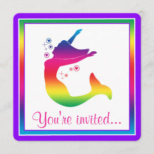 Invitación Sirena arcoiris en Silhouette Feliz cumpleaños