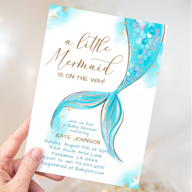 Invitación Sirena azul bajo el océano marino Baby Shower (Subido por el creador)