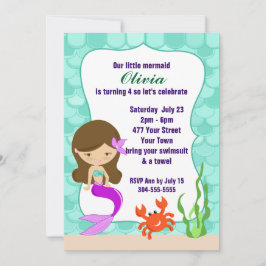 Invitación Sirena Bajo El Fiesta De La Piscina Marina
