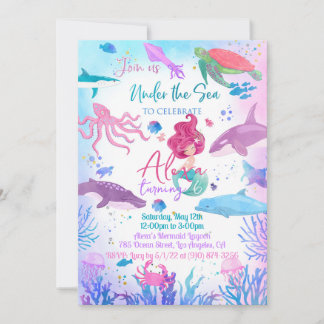 Invitación Sirena bajo el mar