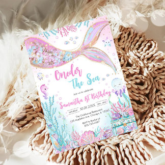 Invitación Sirena Bajo el Mar 1er Cumpleaños