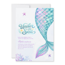 Sirena Bajo el Mar Acuarela 1er Cumpleaños