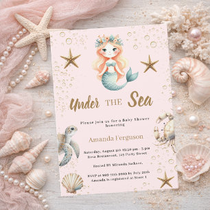 Invitación Sirena Bajo el mar animales del océano Baby Shower