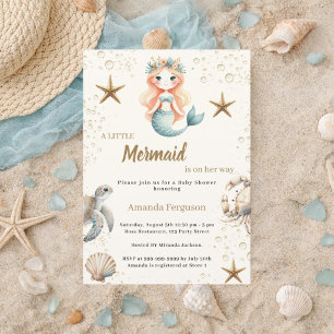 Invitación Sirena Bajo el mar animales del océano Fiesta de b