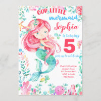 Sirena Bajo el Mar Chica Océano Cumpleaños de Vera