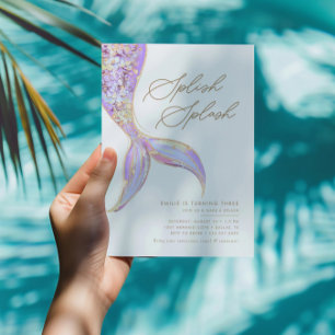 Invitación Sirena bajo el mar Chicas fiesta de cumpleaños púr