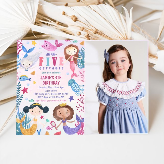 Invitación Sirena Bajo El Mar Foto De La Fiesta De 5 Años (Subido por el creador)