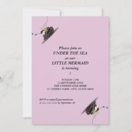 Invitación Sirena bajo el mar Playa fiesta de primer cumpleañ