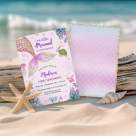 Invitación Sirena Bajo El Mar Primer Fiesta De Cumpleaños