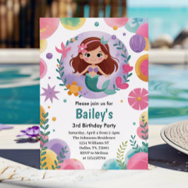 Invitación Sirena bajo el mar púrpura Fiesta de cumpleaños nú