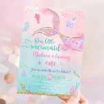 Invitación Sirena Bajo El Mar Púrpura Pink Birthday<br><div class="desc">Esta encantadora invitación se caracteriza por una colorida cola de sirena con falsos adornos purpurinas de oro.</div>