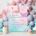 Invitación Sirena Bajo El Mar Púrpura Pink Birthday<br><div class="desc">Esta encantadora invitación se caracteriza por una colorida cola de sirena con falsos adornos purpurinas de oro.</div>