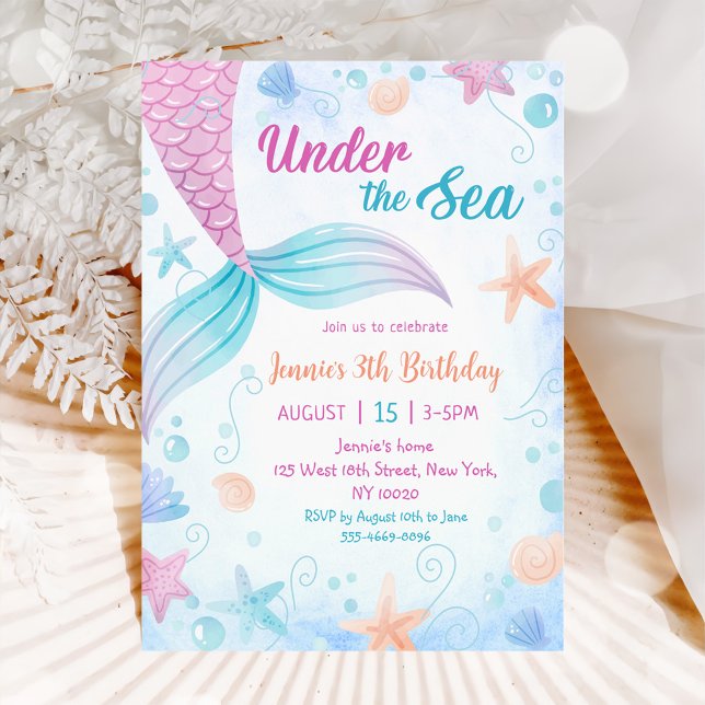 Invitación Sirena Bajo El Mar Tercer Día de Cumpleaños (Subido por el creador)