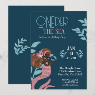 Invitación Sirena Bonita Cumpleaños Oneder Bajo el Mar