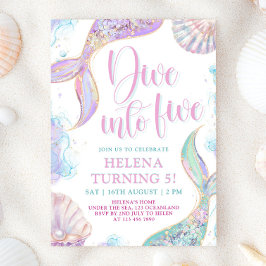 Invitación Sirena Cumpleaños 5 años niña