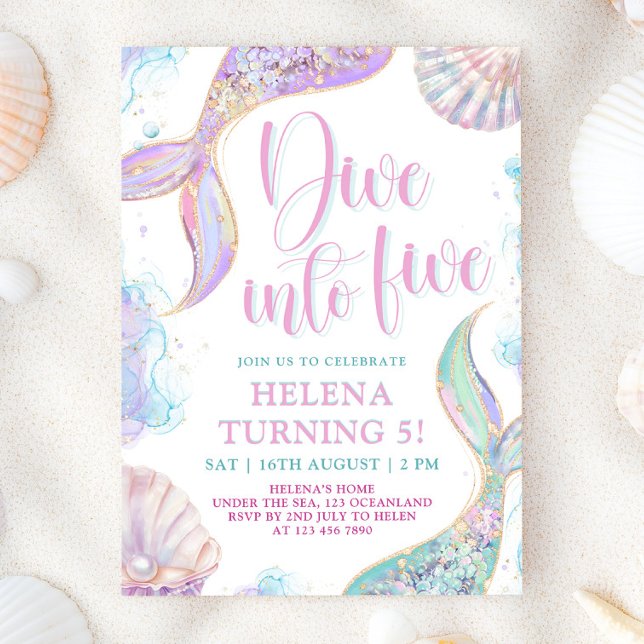 Invitación Sirena Cumpleaños 5 años niña (Subido por el creador)