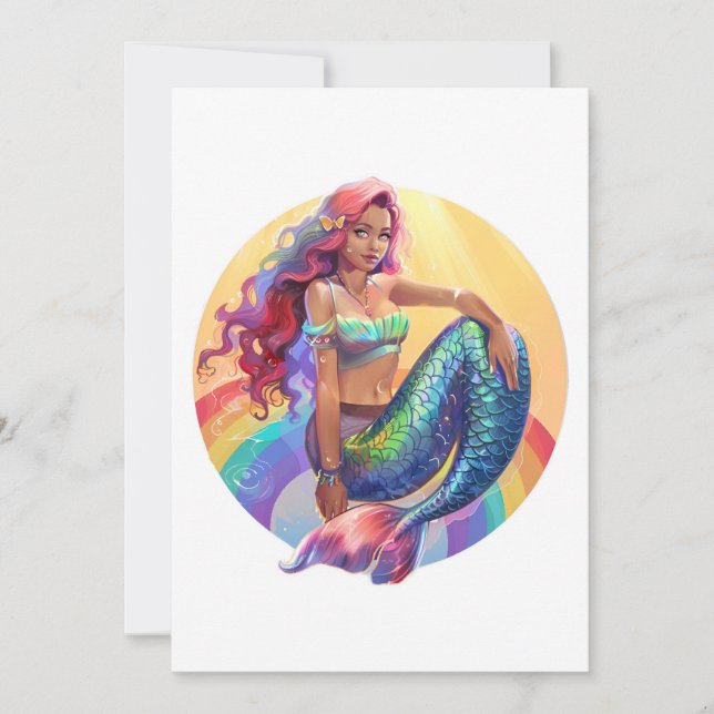 Invitación Sirena de arcoiris (Anverso)