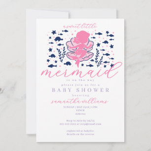 Invitación Sirena De Bebé Bajo El Mar Fiesta De Bebé Niña