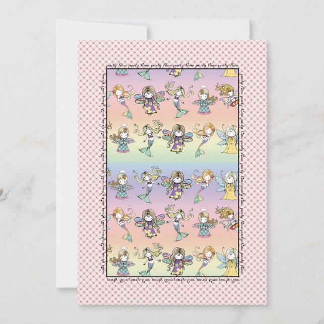 Invitación Sirena de hadas y Fiesta de ángel invitan a la cap (Anverso)
