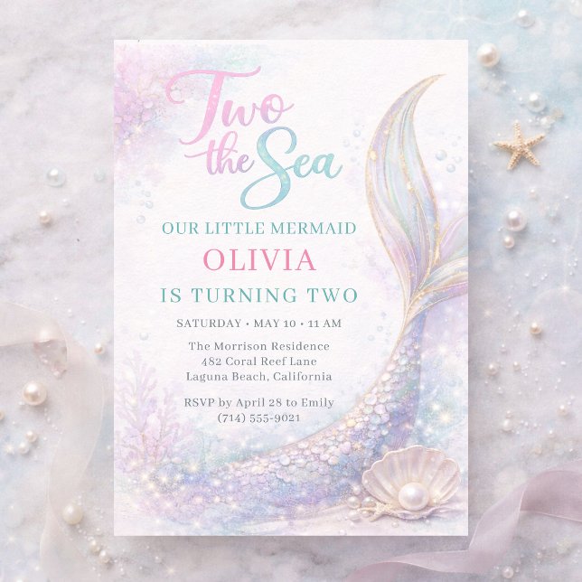 Invitación Sirena Dos al Mar Cumpleaños Brillante 2º (Subido por el creador)