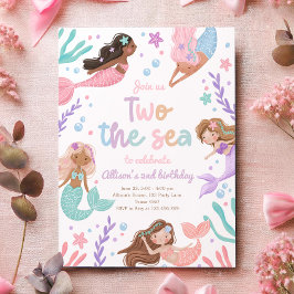 Invitación Sirena dos Chicas del mar Segundo Cumpleaños