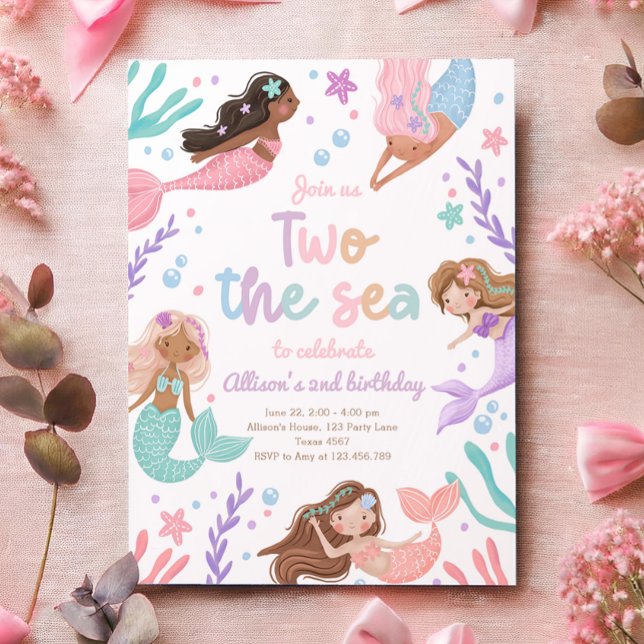 Invitación Sirena dos Chicas del mar Segundo Cumpleaños (Subido por el creador)