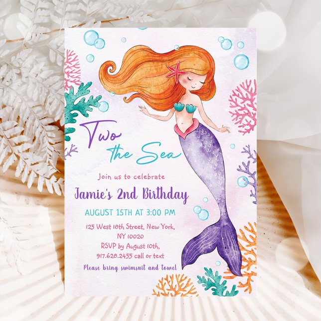Invitación Sirena Dos Fiestas De Segundo Cumpleaños En El Mar (Subido por el creador)