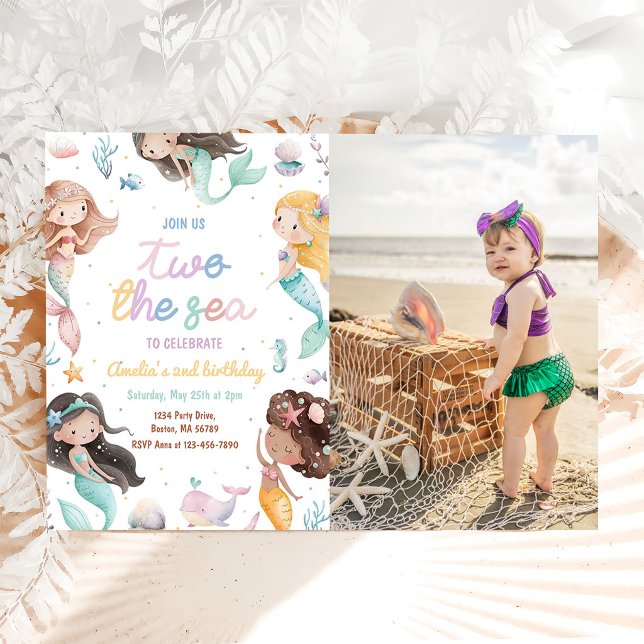 Invitación Sirena Dos la Chica del Mar 2do Segundo Cumpleaños (Subido por el creador)