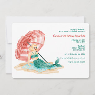 Invitación Sirena en la Playa