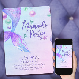 Invitación Sirena Fiesta Sirenita viaja bajo el mar Cumpleaño