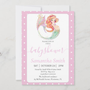 Invitación SIRENA MADRE EMBAZADA ADORABLE. Bajo El Mar.