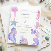 Sirena Mágica de Acuarela Cumpleaños 2