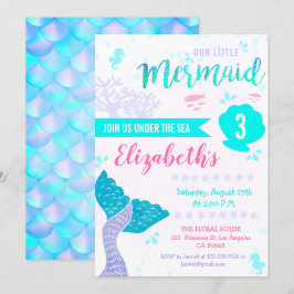 Invitación Sirena o bajo el mar Splash Aqua Cumpleaños Verde 
