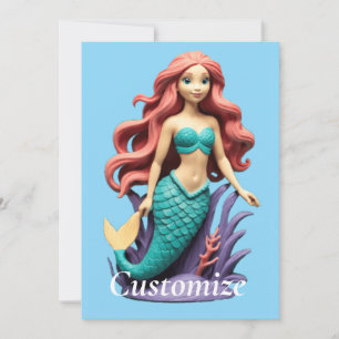Invitación Sirena pelirroja linda Thunder_Cove